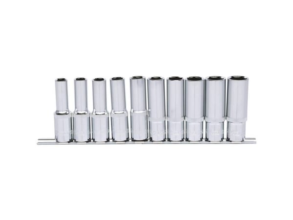 KS Tools 918.0612, Hylssats, 1/2", 10 huvuden, Kromvanadinstål, DIN 3120, ISO 1174, DIN 3124, ISO 2725, 1,5 kg