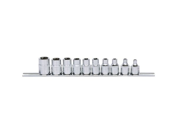 KS Tools 918.3955, Støpselsett, 10 hoder, Kromvanadiumstål, DIN 3120, ISO 1174, 310 g