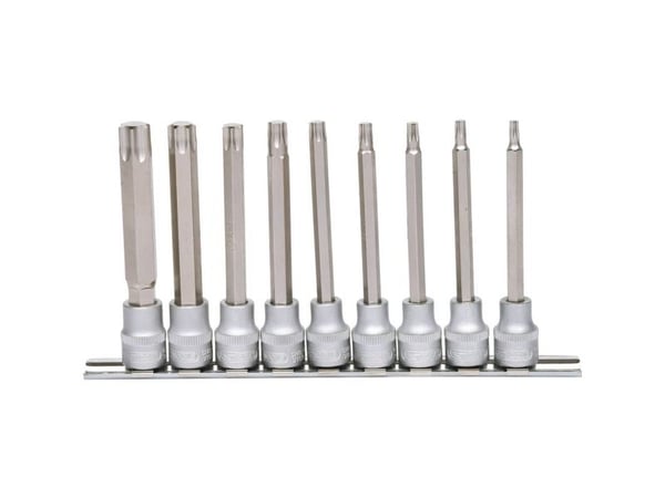 KS Tools 911.1550, Støpselsett, 3/8", 9 hoder, Kromvanadiumstål, DIN 3120, ISO 1174, 650 g