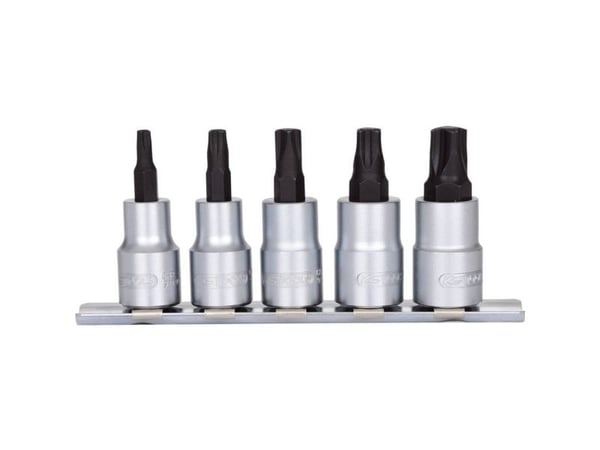 KS Tools 911.4010, Støpselsett, 3/8", 5 hoder, Kromvanadiumstål, DIN 3120, ISO 1174, 275 g