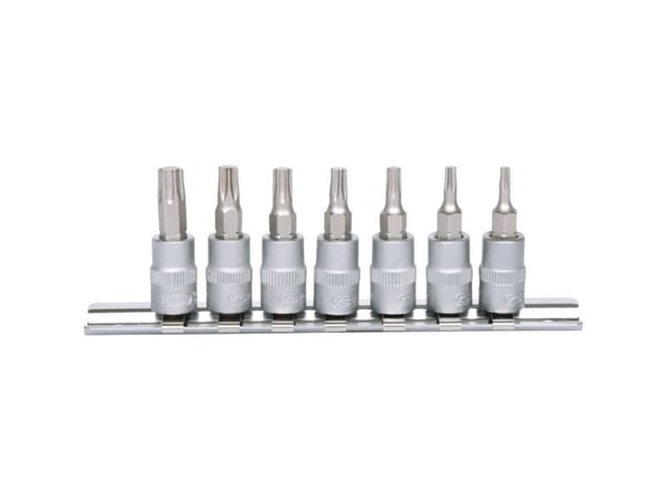 KS Tools 911.1458, Støpselsett, 1/4", 7 hoder, Kromvanadiumstål, DIN 3120, ISO 1174, 160 g