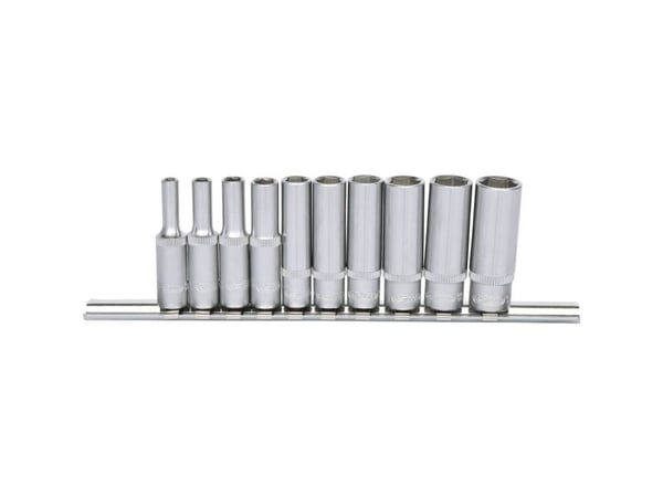 KS Tools 917.0610, Støpselsett, 1/4", 10 hoder, Kromvanadiumstål, DIN 3120, ISO 1174, DIN 3124, ISO 2725, 360 g