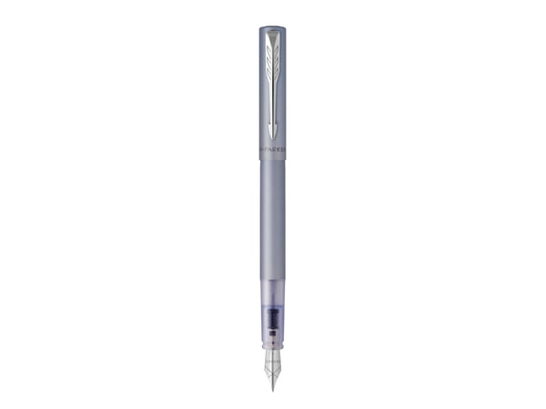 Parker Vector XL, Sølv, Fyllesystem med patron, Blå, Rustfritt stål, Medium, Ambidekstriøs