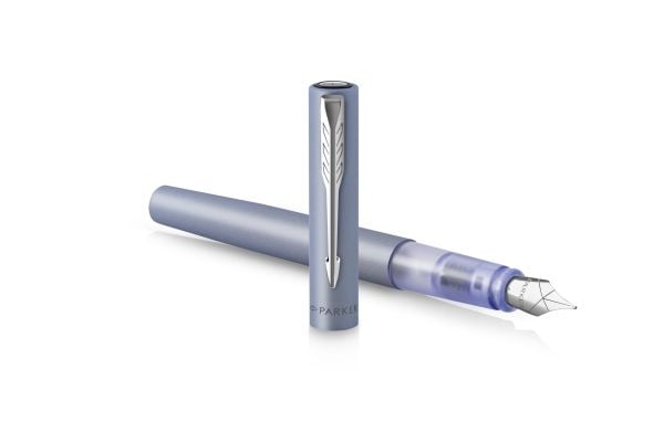 Parker Vector XL, Sølv, Fyllesystem med patron, Blå, Rustfritt stål, Medium, Ambidekstriøs