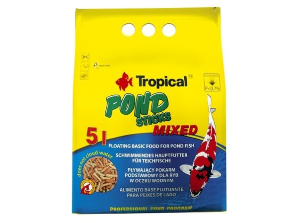 Tropical Pond Sticks Mixed, Damfisk, Tørr fiskemat, Stang, Vitamin A, Vitamin C, Vitamin D3, Vitamin E, 23%, 3%