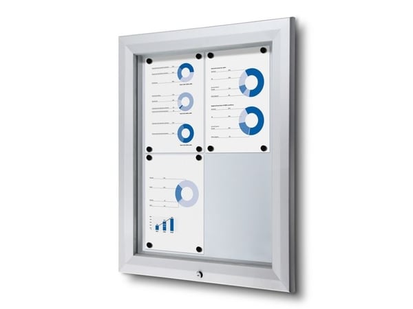 Oppbevaringsskap, Twinco Twin, 760x600mm Med whiteboardtavle, aluminium/grå