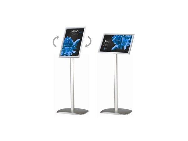 Brochure holder, Twinco Infostand, A3 med snapramme gulvmodel aluminium/grå