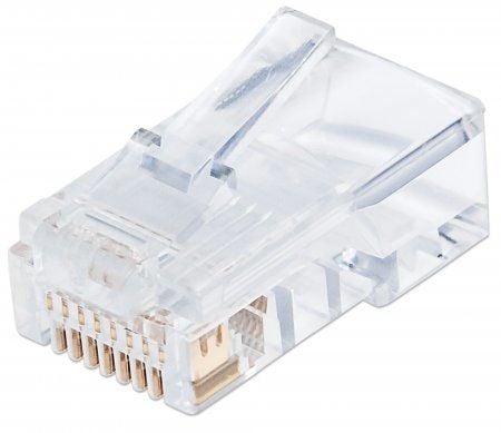 Intellinet RJ45 Modular Plugs Pro Line, Cat5e, UTP, 3-prong, for solid wire, 50 µ gold-plated contacts, 100 pack - Nettverkkontakt - RJ-45 (hann) -...