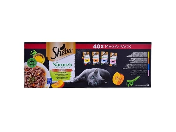 SHEBA Natures blanding av smaker i sausposer til katter 40x85g