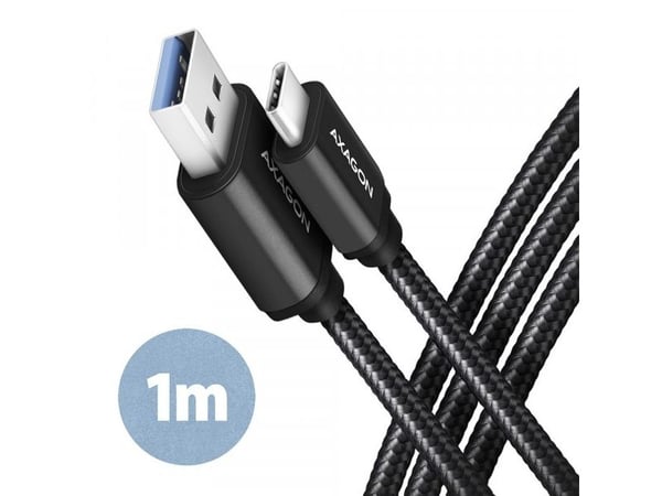 Axagon BUCM3-AM10AB, 1 m, USB C, USB A, USB 3.2 Gen 1 (3.1 Gen 1), 5 Gbit/sek., Sort