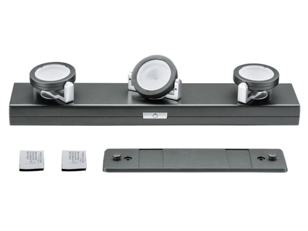 Paulmann 70636, Overflateegnet, 3 ampuller, LED, 3000 K, 18 lm, Antrasitt, Kromfarget