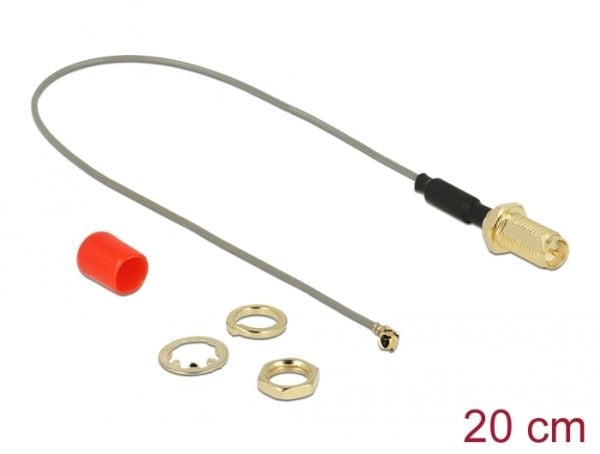 Delock - Antennekabel - RP-SMA beholder til MHF/U.FL plugg - 20 cm - koaksial - grå