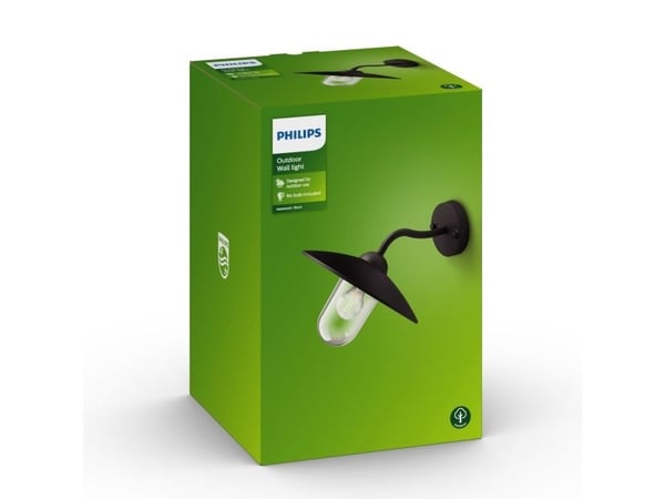Philips myGarden Hammock ulkoseinävalaisin 60W E27 (ei sisällä lamppua), Seinävalaistus ulkotiloihin, Musta, Alumiini, Synteettinen, IP44, I, Pinta