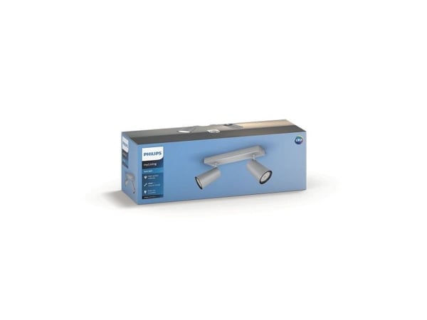 Philips myLiving Paisley-spotlys til tak/vegg, 2 stk., Overflateegnet, GU10, 2 ampuller, LED, 220-240 V, Aluminium