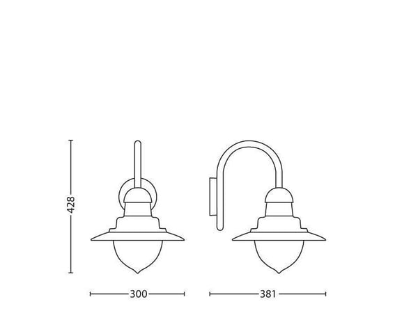 Philips myGarden Raindrop-vegglampe, 60 W, E27, ingen pære, Vegglys, Bronse, Aluminium, Plast, IP44, Hage, Terrasse, I