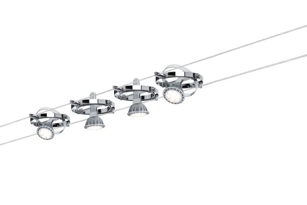 Paulmann Cardan, Spotlight på skinne, GU5.3, 4 ampuller, 40 W, 230 V, Kromfarget