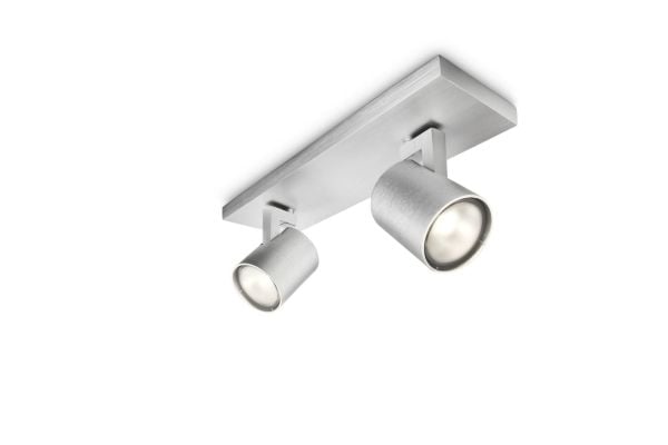 Philips myLiving Spot, Overflateegnet, GU10, 2 ampuller, LED, 220-240 V, Aluminium