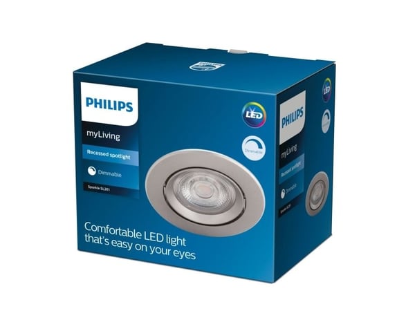 Philips Toiminnollinen Sparkle upotettava kohdevalaisin, Syvennysspottivalo, Ei vaihdettavissa oleva hehkulamppu, LED, 2700 K, 350 lm, Nikkeli