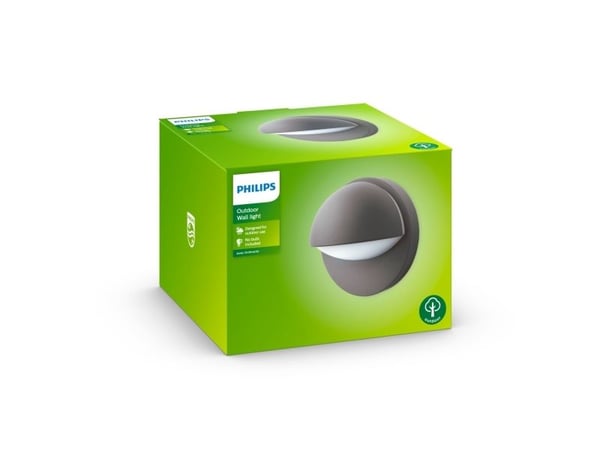 Philips myGarden June-vegglampe, 12 W, E27, P45, ingen pære, Vegglys, Svart, Metall, IP44, Fasade, Hage, Terrasse, II