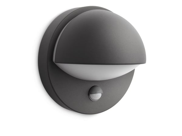 Philips myGarden June-vegglampe, 12 W, E27, P45, ingen pære, Vegglys, Svart, Metall, IP44, Fasade, Hage, Terrasse, II