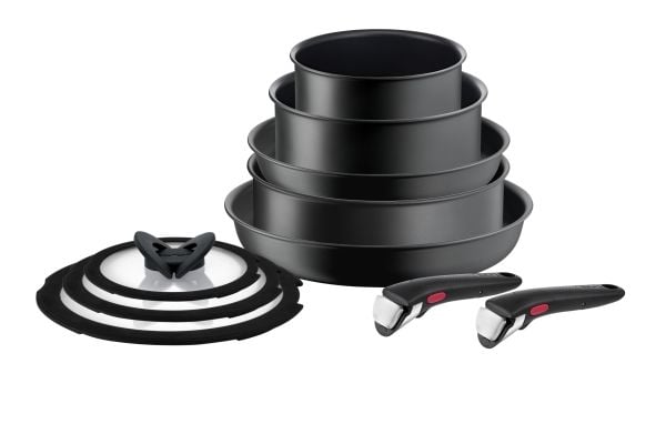 Tefal Ingenio Unlimited L76491, Blandat set, Svart, Aluminium, Titan, Svart, Glas