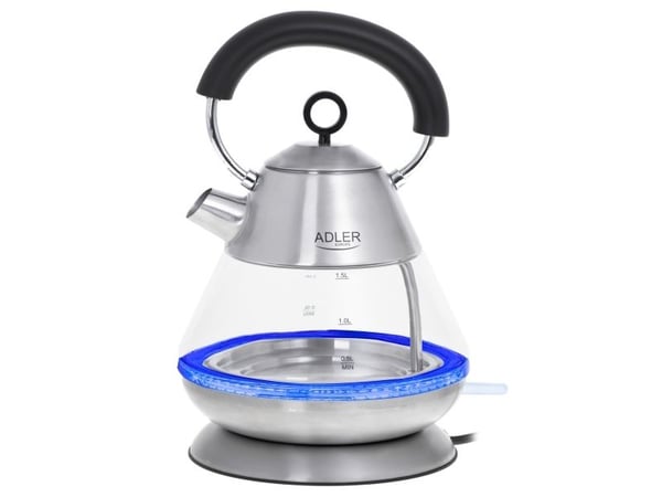Adler AD 1282, 1,5 L, 1850 W, Ruostumaton teräs, Lasi, Veden tason ilmaisin, Ylikuumenemissuoja