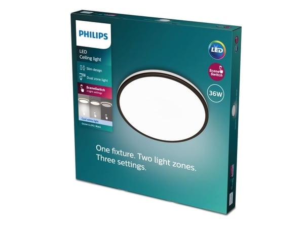 Philips Toiminnollinen Kattovalaisin, LED, Ei vaihdettavissa oleva hehkulamppu, 4000 K, 4100 lm, IP20, Musta