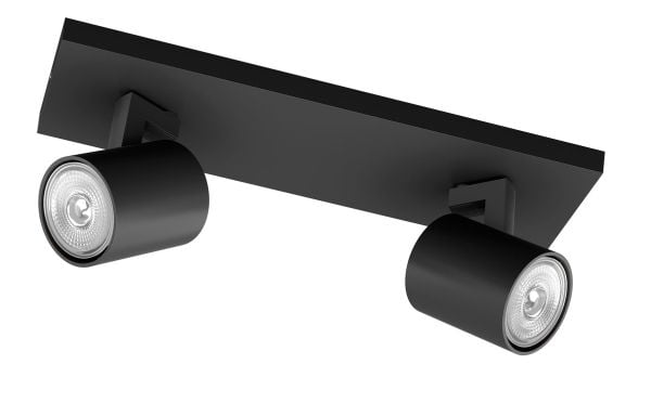 Philips Runner-spotlys til tak/vegg, 2 stk., Overflateegnet, GU10, 2 ampuller, LED, 220-240 V, Svart
