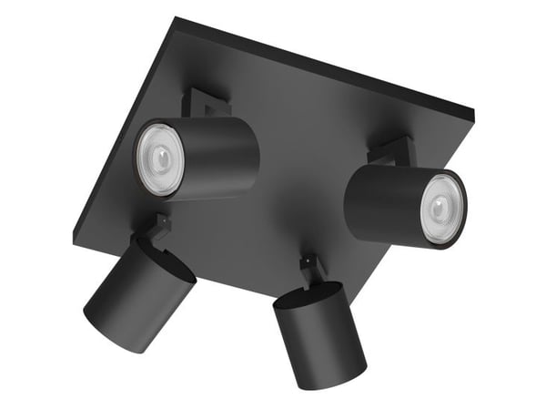 Philips Runner-spotlys til tak/vegg, 4 stk., Overflateegnet, GU10, 4 ampuller, LED, 220-240 V, Svart