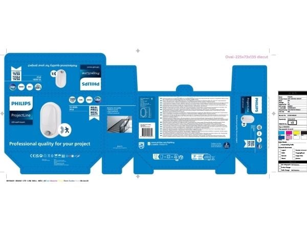 Philips Veggmontering, Pop up, Oval, 1 pære(r), 4000 K, IP54, Hvit