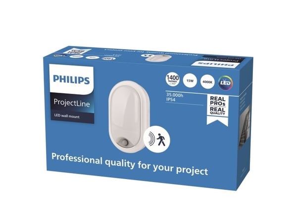 Philips Veggmontering, Pop up, Oval, 1 pære(r), 4000 K, IP54, Hvit