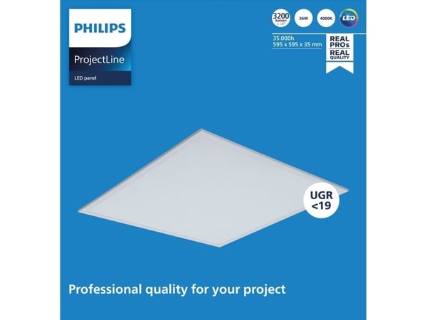 Philips Innfelt panel, firkant, Tak, Hvit, Metall, IP20, II