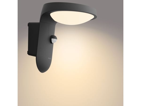 Philips Tyla-vegglampe, 1,2 W, Vegglys, Antrasitt, Metall, IP44, Terrasse, Hage, III