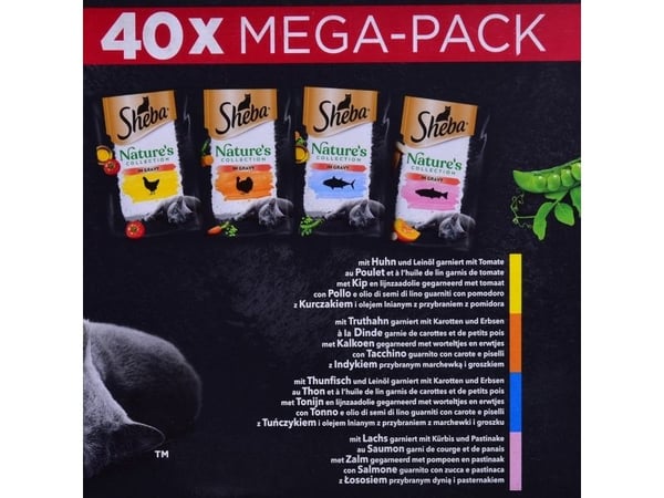 SHEBA Natures blanding av smaker i sausposer til katter 40x85g