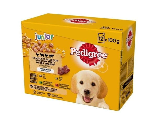 PEDIGREE Junior pose med hundemat i gelé 12X100g