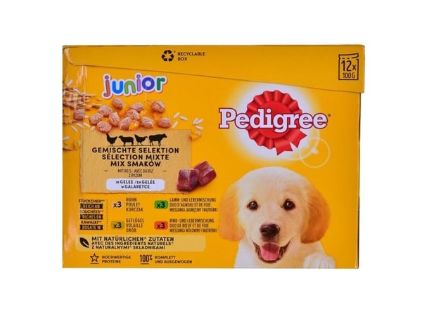 PEDIGREE Junior pose med hundemat i gelé 12X100g