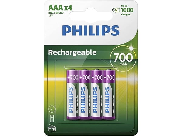 Philips R03B4RTU10 - Batteri 4 x AAA - NiMH - (oppladbart) - 1000 mAh