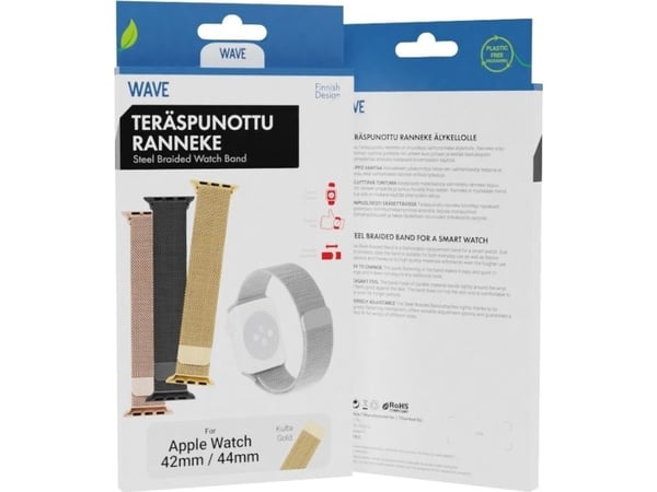 Apple Wave teräspunosrannekoru, Apple Watch 42 mm / 44 mm / 45 mm, kultainen