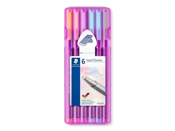 STAEDTLER triplus 334 - Fineliner - pastel lavender, pastel sky blue, pastel peach, pastel light rose, pastel mint, pastel light gray - vannbasert ...