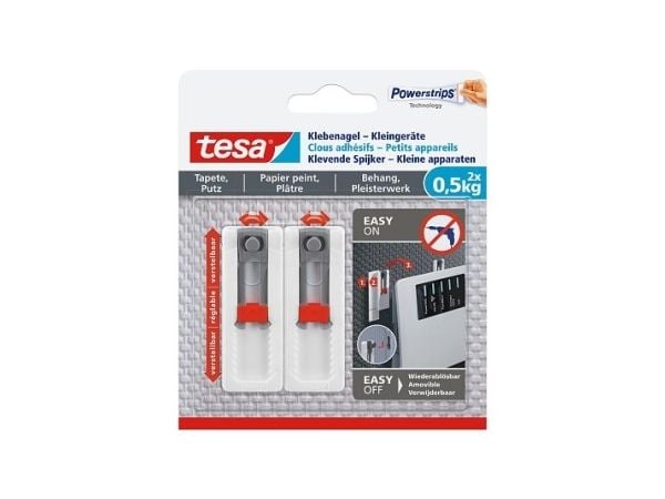 TESA 77782, Innendørs, Redskapskrok, Rød, Hvit, Limstrimmel, 0,5 kg, Gips