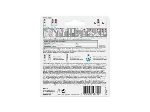 TESA 77782, Innendørs, Redskapskrok, Rød, Hvit, Limstrimmel, 0,5 kg, Gips