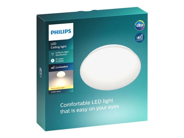 Philips CL200 - Vegg/taklampe - LED - 10 W - varmt hvitt lys - 2700 K - hvit