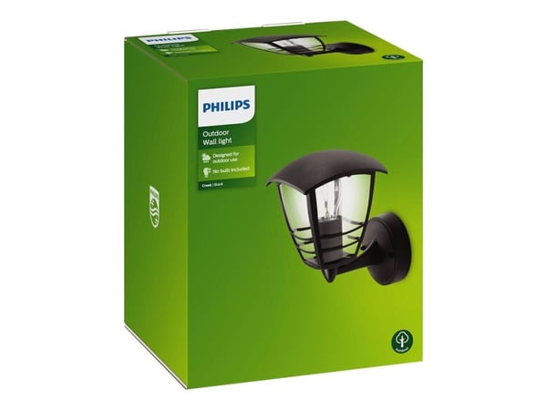 Philips myGarden Creek - Vegglampe - 1 sokkel - E27 - lanterne - svart