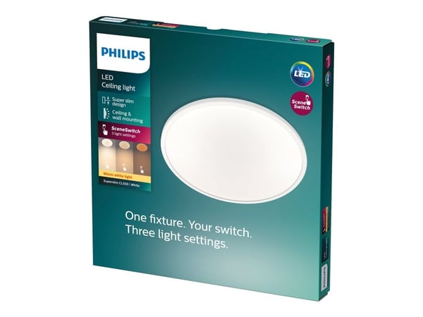 Philips CL550 - Vägg-/taklampa - LED - 15 W - varmt vitt ljus - 2700 K - vit