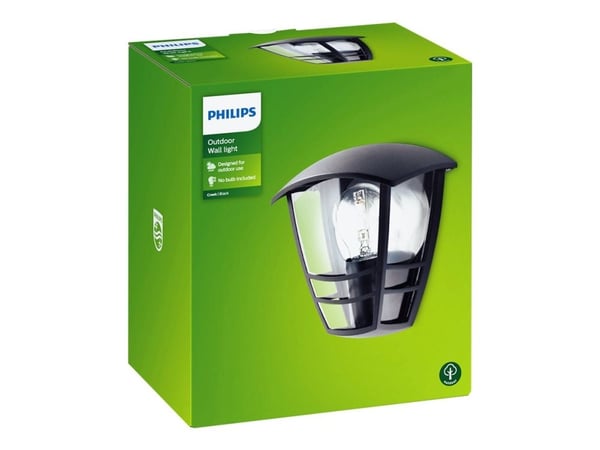 Philips myGarden Creek - Vegglampe - 1 sokkel - E27 - lanterne - svart