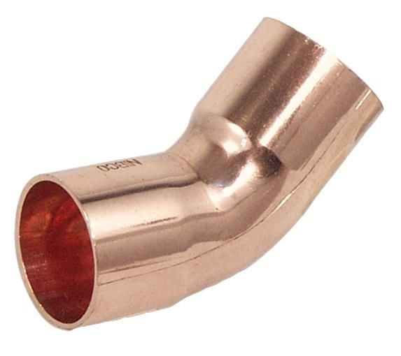 Conex koblingsstykke kobber bøye 45° dobbelsokkel, serie 5000, 22 mm (5041022000000)
