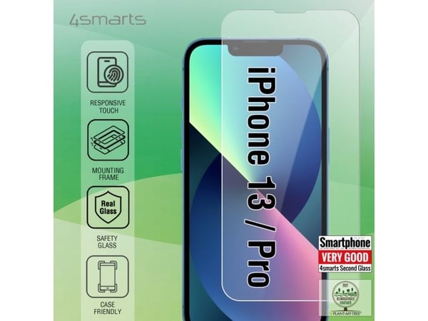 4smarts Second Glass X-Pro - Skjermbeskyttelse for mobiltelefon - glass - blank - for Apple iPhone 13, 13 Pro