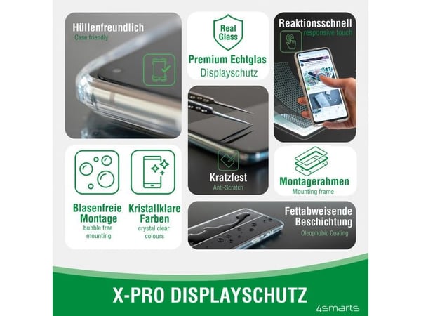 4smarts Second Glass X-Pro - Skjermbeskyttelse for mobiltelefon - glass - blank - for Apple iPhone 13, 13 Pro