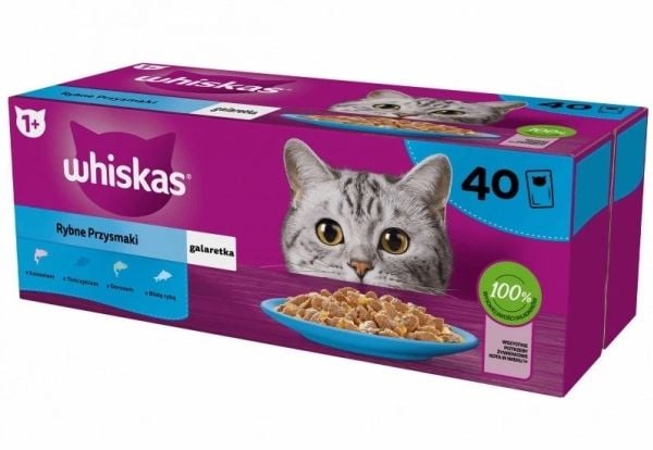 WHISKAS Fish Favourites in jelly - vådfoder til katte - 40x85 g