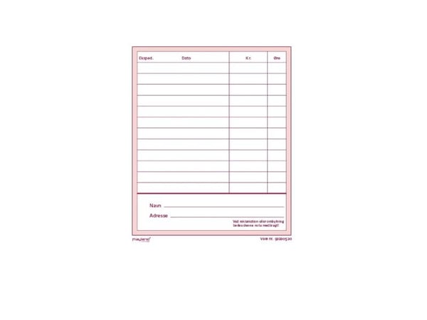 Kasseblok 100x383 mm med 2x50 blade - inkl. karbonpapir